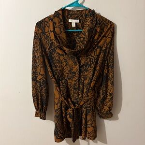 Topshop Brown and Black Animal Print Cowl Neck Dress Size 2 P